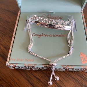 NWT Disney Classics Crystal Mickey Mouse Silver Bracelet “Laughter is Timeless”